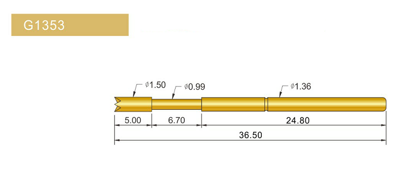 G1353-Q探针、四爪头探针、1.36mm测试针、总长36.5mm、弹簧针图片、测试针图片、顶针图片、探针图片