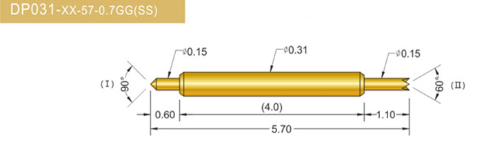 031双头探针、BGA双头测试针、双向弹簧探针、带弹簧双头针、双头针图片