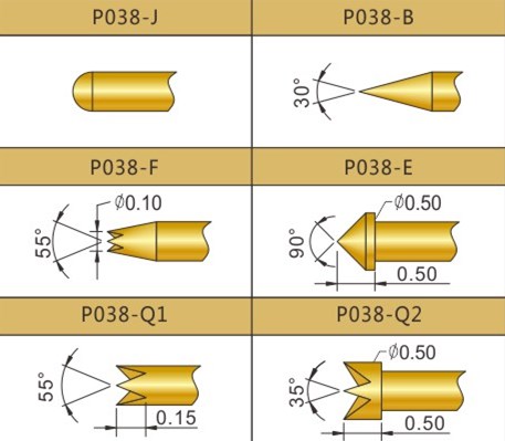 PA038测试探针头型，华荣华探针厂家
