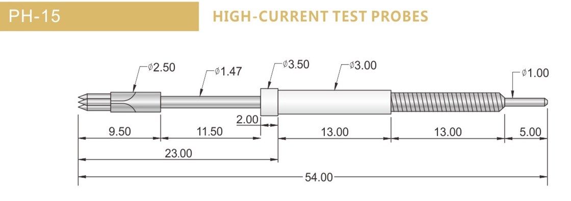 PH-15测试探针尺寸，华荣华探针选型规格