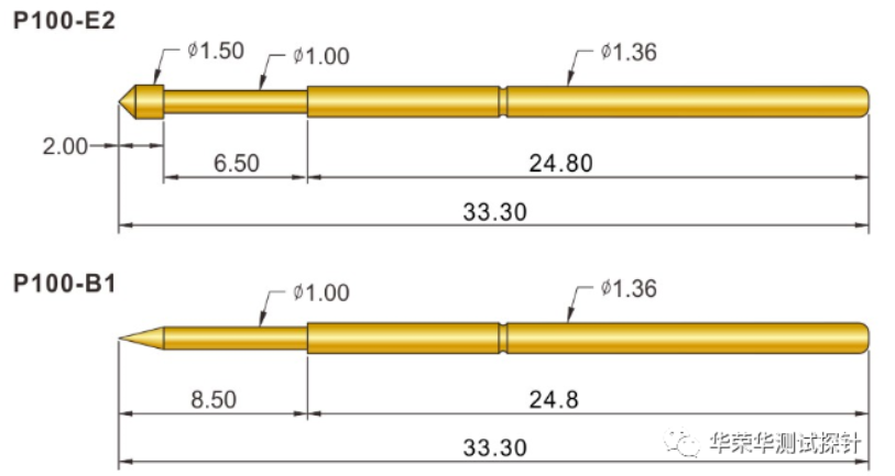 PCB探针-P100(镀镍）/PA100（镀金）测试探针